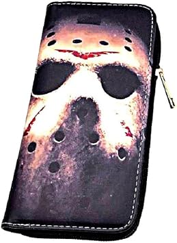 Classic Horror Character Jason Mask Hand Purse Zip Around Clutch Wallet
