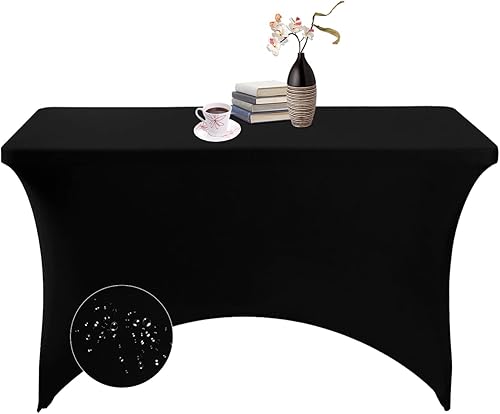 Mantel impermeable de elastano de 4 pies para fiestas, bodas, banquetes y eventos (negro)