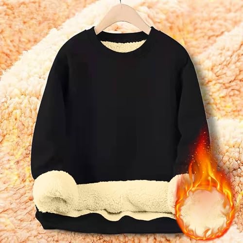 Men's Crewneck Warm Sherpa Lined Sweatshirts Basic Winter Fleece Thick Pullover Tops2