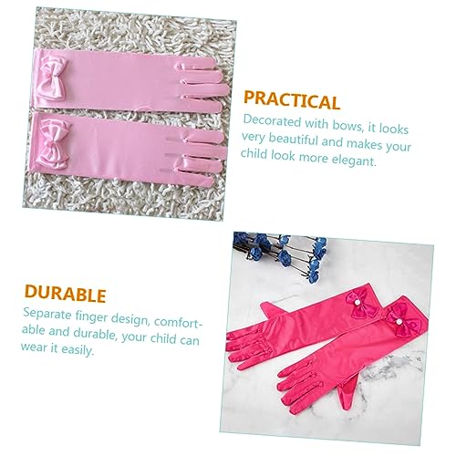 6pairs Flower Girl Satin Gloves Bow for Boy Girl Elegant Dress Accessories for Weddings Parties and Comfortable and4