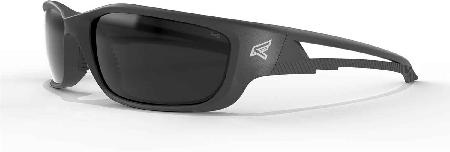 EDGE SK-XL116VS Kazbek XL Wrap-Around Anti-Fog/Vapor Shield Safety Glasses, Anti-Scratch, Non-Slip, UV 400, Military Grade, ANSI/ISEA & MCEPS Compliant, XL Wide Fit (Black Frame, Smoke Lens)