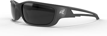 Edge SK-XL116 Kazbek XL Wrap-Around Safety Glasses, Anti-Scratch, Non-Slip, UV 400, Military Grade, ANSI/ISEA & MCEPS Compliant, XL Wide Fit, Black Frame/Smoke Lens