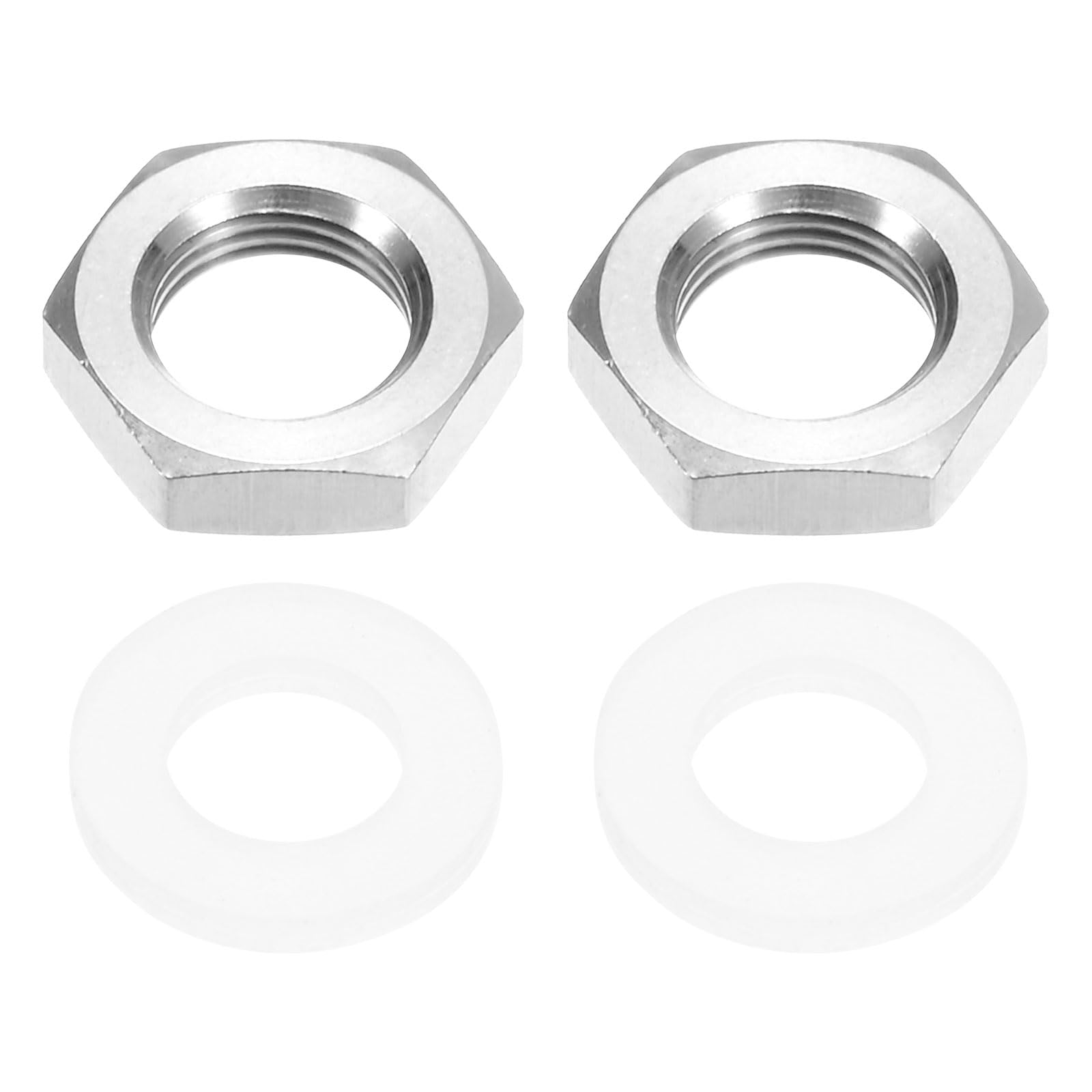 M METERXITY Hex Lock Nut (G 1/8 Inch Female Thread) 2 PCS - 304 Stainless Steel Pipe Fitting Locknuts & with Silicone Washer, Apply to Kitchen Sink Plumbing/Bathroom Basin