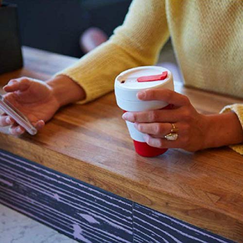 Stojo Collapsible Coffee Reusable To Go Pocket Size Travel Cup, 12oz, Red