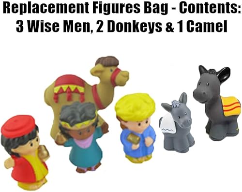 Miniatura 2 de Piezas de repuesto para el juego de pesebre Fisher-Price Little People - J2404 ~ Figuras de repuesto ~ 3 Wisemen, 1 Camel y 2 Burros