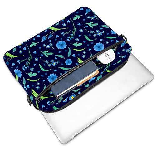 Sacoche à bandoulière pour PC 13 à 14.5 pouces, housse élégante au motif marguerite et bois bleu