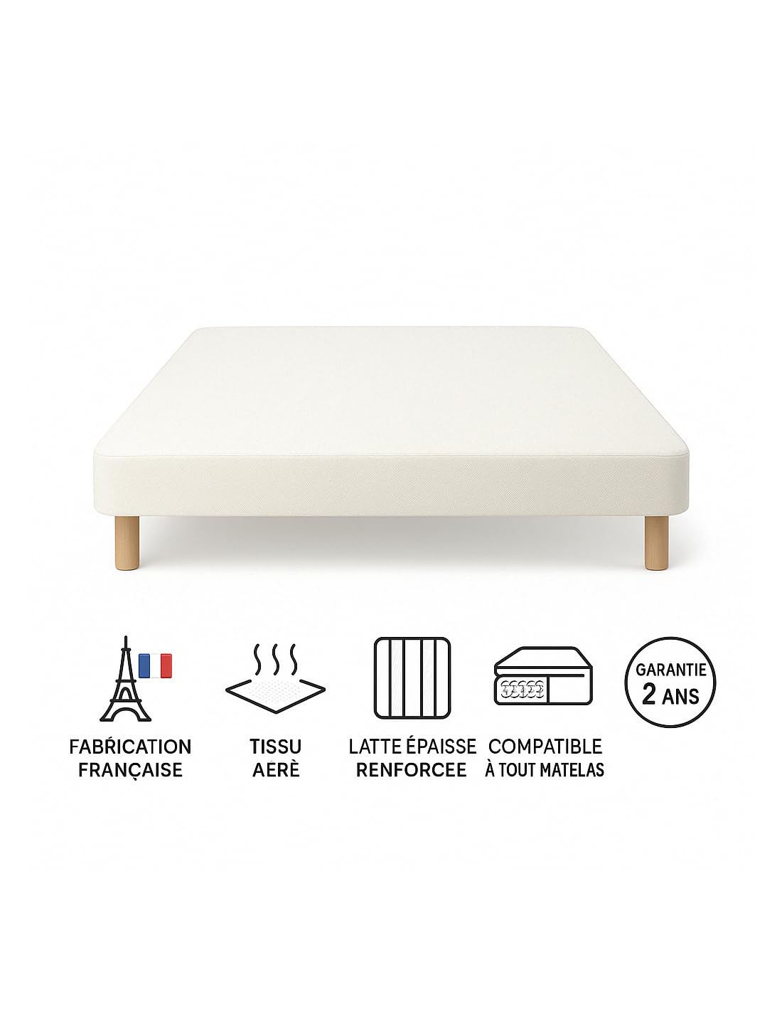 Sommier tapissier 140x190 Gris