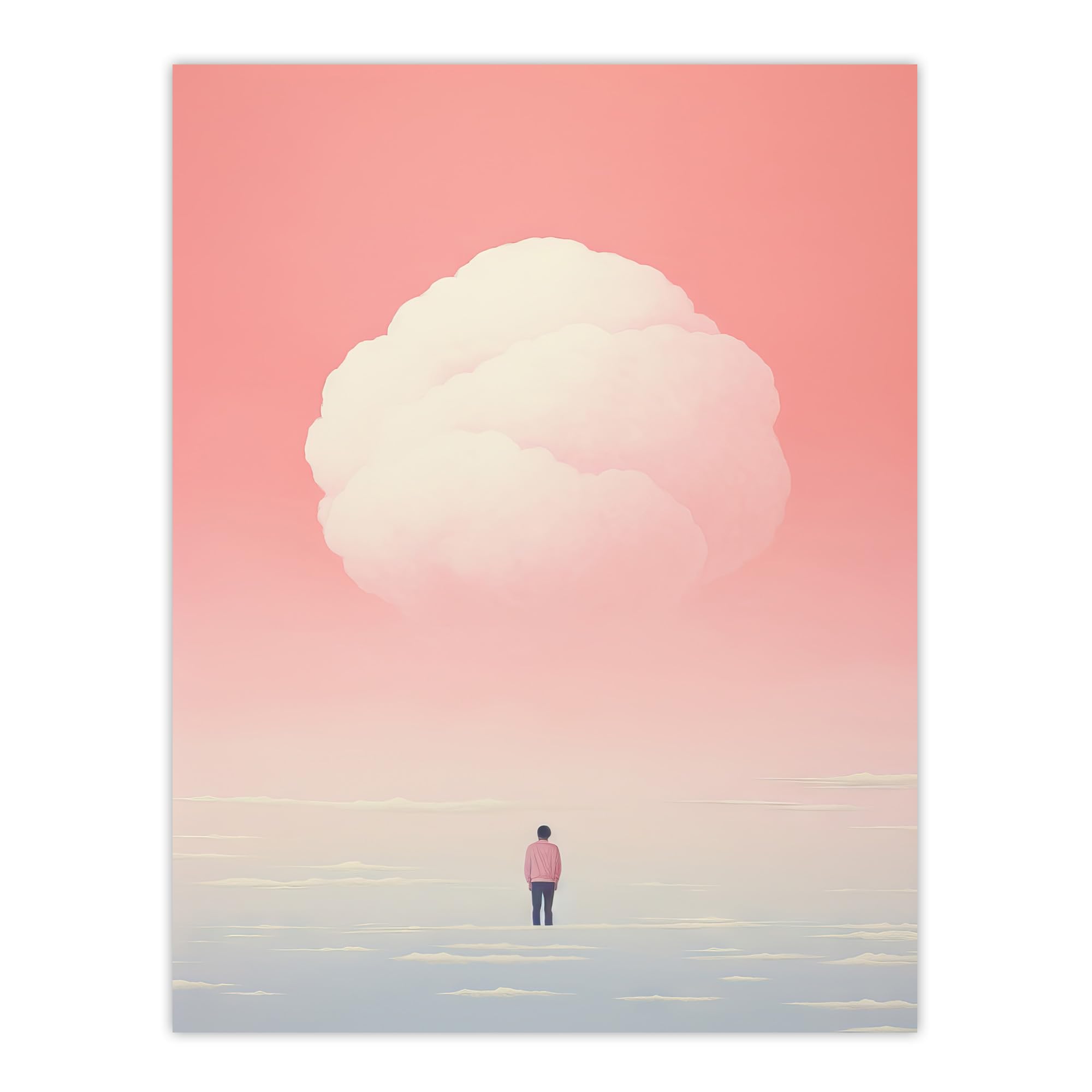 Artery8 Clouded Thoughts By Amy Denver Minimalist Soft Pastel Pink Peach Minimalism Simple Modern Artwork Large Wall Art Poster Print Thick Paper 18X24 Inch