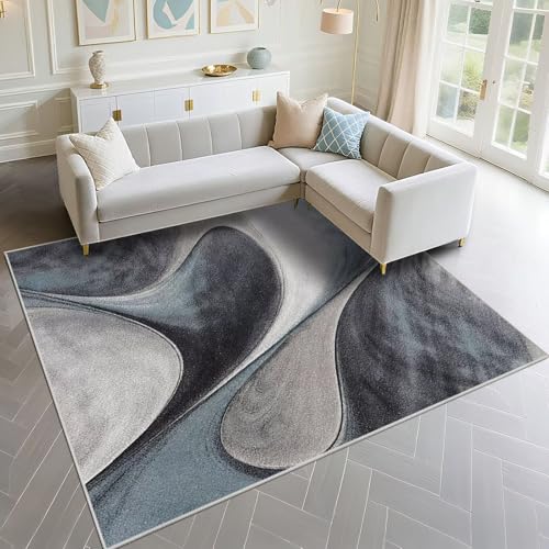 Tapis de chambre 120x200cm gris noir abstrait pour salon