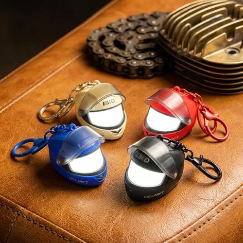 Image of Cluttch Mini Helmet LED Light Keychain for Boys & Bike Lovers | Helmet Shape Key Ring with Light | Cute Backpack Charm, Bag Accessory, Return Gift, Aesthetic Keychain for Men & Teens (Helmet Light)