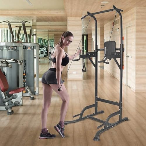 Dskeuzeew Power Tower Dip Station Pull Up Bar, Adjustable Height Multi-Function Power Tower, 150KG Weight Capacity, Pull up station for Home Gym Strength Training Fitness Workout Equipment - Image 3