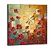 Wieco Art Dragonfly Floral Oil Paintings on Canvas Wall Art Ready to Hang for Bedroom Kitchen Dining Room Home Decorations Modern 100% Hand Painted Stretched and Framed Abstract Flowers Artwork 24x24