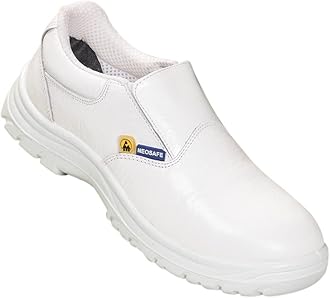 NEOSAFEESD Safety Shoes with Fibre-Toe, Washable and Best Suitable for Food Workshop, Pharmaceutical Industry and OT, Animal Free Microfibre Upper, White