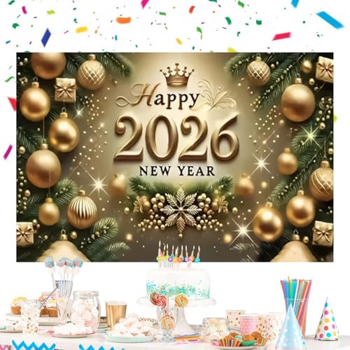 Bannière Nouvel An 2026 grande décoration de fête pour intérieur et extérieur