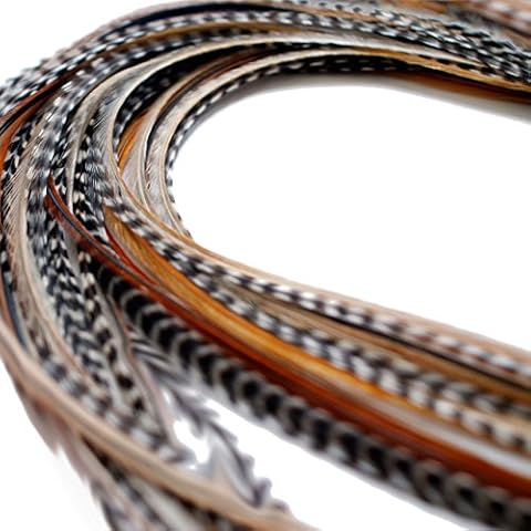 20 XXL LANG 28-33 cm (11-13 zoll) Feder-Haarverlängerung, echte Federn für haar (Mixed Naturals) Cover