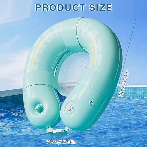 Image of Proberos Inflatable Pool Float Lounger with Cup Holder, PVC Floating Chair, Press Self-Inflating Reclining Water Lounge, Pool Float Pool Raft for Beach, Lake & Summer Pool Parties, 79x71CM
