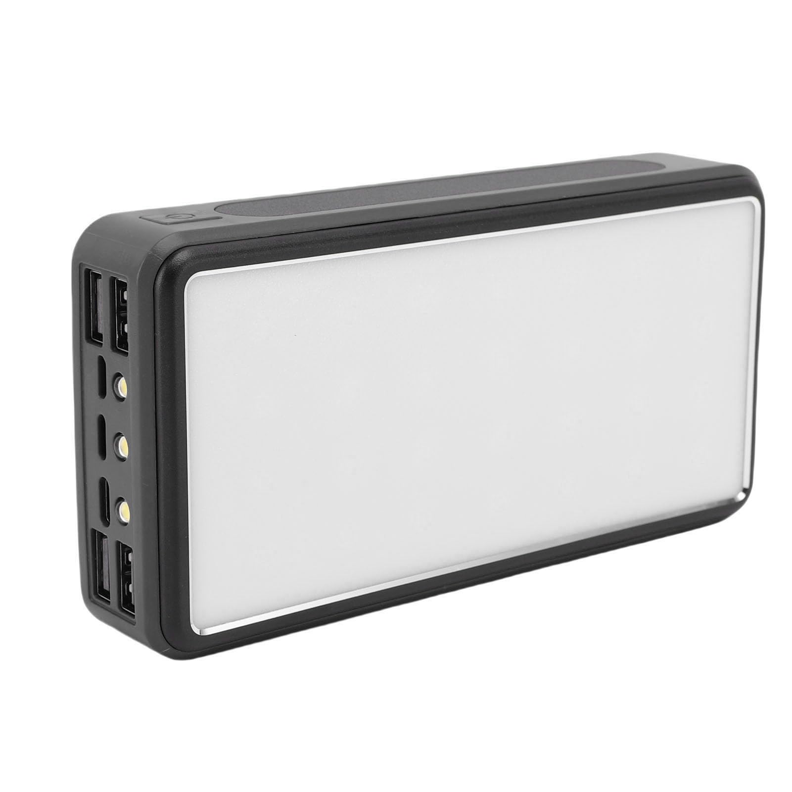 Chargeur Portable avec Banque D'énergie Solaire 50000mAh et Lumière LED pour Les Activités de Plein Air Randonnée en Alliage D'aluminium (Noire)