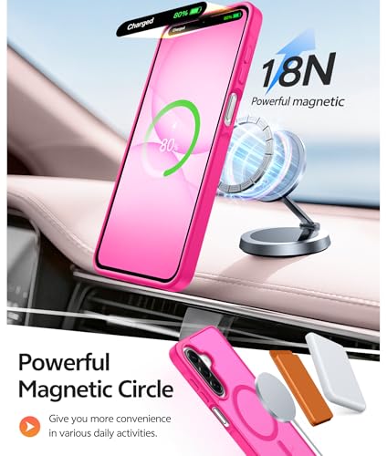 Image of FNTCASE for Galaxy A17 /A16 5G Phone Case: for Samsung A17 Cases [Compatible with Magsafe] [Screen Protector] Matte Translucent Military Grade Protection for Samsung A 17 & A 16 4G Cover - Hot Pink