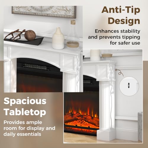 HOMCOM Modern Fireplace Mantel Freestanding with Leg 43.25"x42.75"White