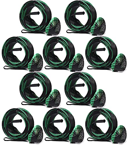 Fasaniy Fishing Rod Sock Mesh Sleeve Rod Cover Braided Mesh Rod Protector Pole Gloves Fishing Tools For Fly, Spinning, Casting, Sea Fishing Rod (Black And Geen Cross Color Set (10Pc)) #TOP1