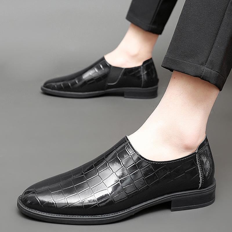 Oxford Dress Shoes for Men Tuxedo Classic Slip-on Round Toe Prom Wedding Anti-Slip Slip Resistant Rubber Sole Casual Italian Leather2