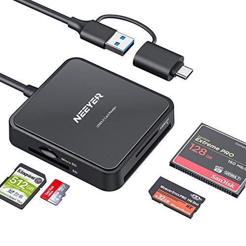 SD Card Reader USB C to Micro SD Card Reader Supports CF/CFI/TF, SDXC/SDHC/SD,MMC/Micro SDXC/Micro SD/Micro SDHC/MS, UHS-I Compatible for Galaxy S20, MacBook Pro/MacBook Air/iPad Pro 2020