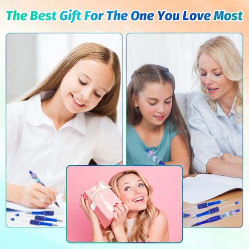 Image of 150 Pcs DIY Diamond Beadable Pen Kit - 50 Plastic Rhinestone Beaded Pens Bulk with Refills & Bags - Fancy Cute Glitter Pens for Crafting, Students & Teachers - School Supplies (Blue01)