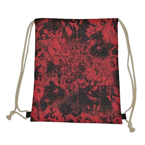 GLUDEAR Halloween Drawstring Bags Trick or Treat Party Candy String Sack Bags Shoulder Bag,Bloody Handprint3