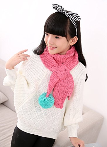 Mermaid Écharpe de queue, l'écharpe de AIGUMI La nouvelle automne et en hiver les enfants louent la balle épaisse bébé au chaud écharpe mignonne (Rose- KD)