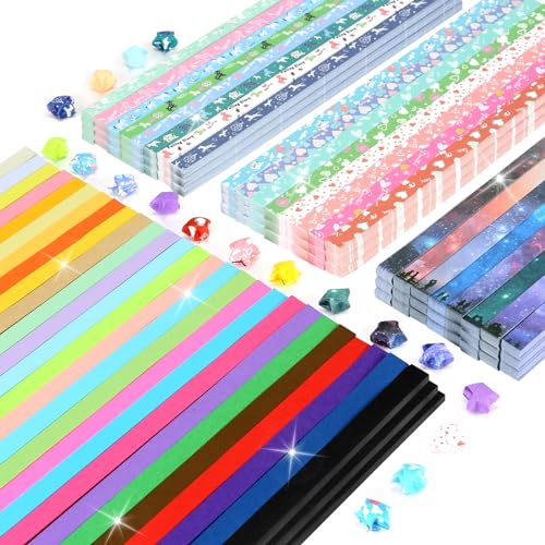 2160 Sheets Stars Paper Strips 4 Packs Double Side Origami Star Paper Lucky Star Strips  Star Origami Paper for Kids DIY School/ Hand Craft