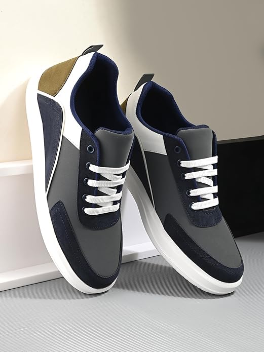 Image of STANPHORD Men Colourblock Chunky Sneakers | Synthetic Lace-Up Sports Casual Shoes | Rubber Sole | Streetwear Walking College Wear (TPBT 8011)