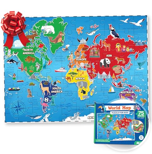 Momo & Nashi World Map Puzzle