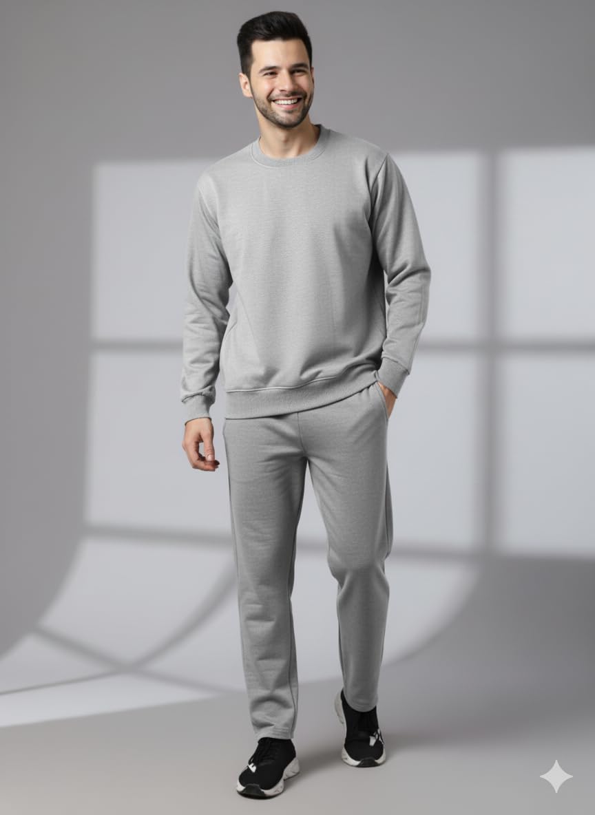 Mack Jonney Solid Track Suit for men | Co-ord Set | Warm Fleece Tracksuit Set | Full Sleeve Sweatshirt-M4988