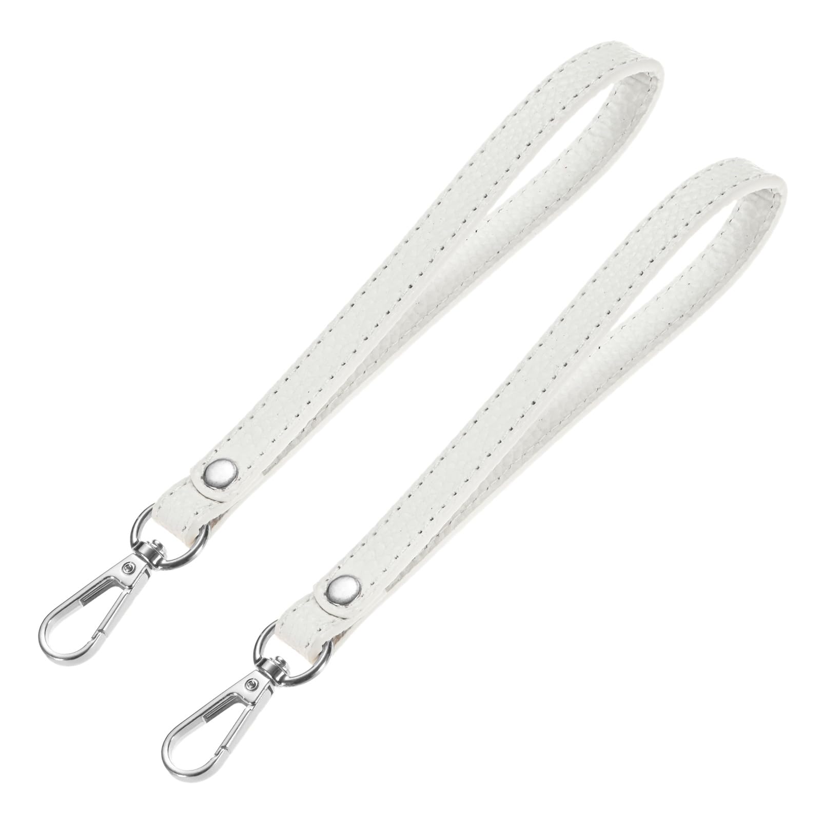 TIXIPEM Wristlet Strap [2PCS] - PU Leather Hand Strap for Wallet & Purse & Clutch & Cellphone Key Lanyard - [White-Silver-8.27In] Replacement Wrist Strap