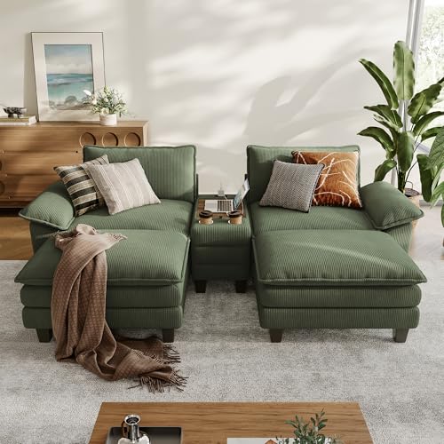 LINSY HOME Modular Sectional Sofa for Living Room, Corduroy Cloud