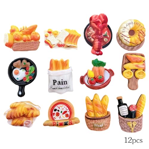 Set 12 imanes decorativos de comida 3D para cocina miniatura 3
