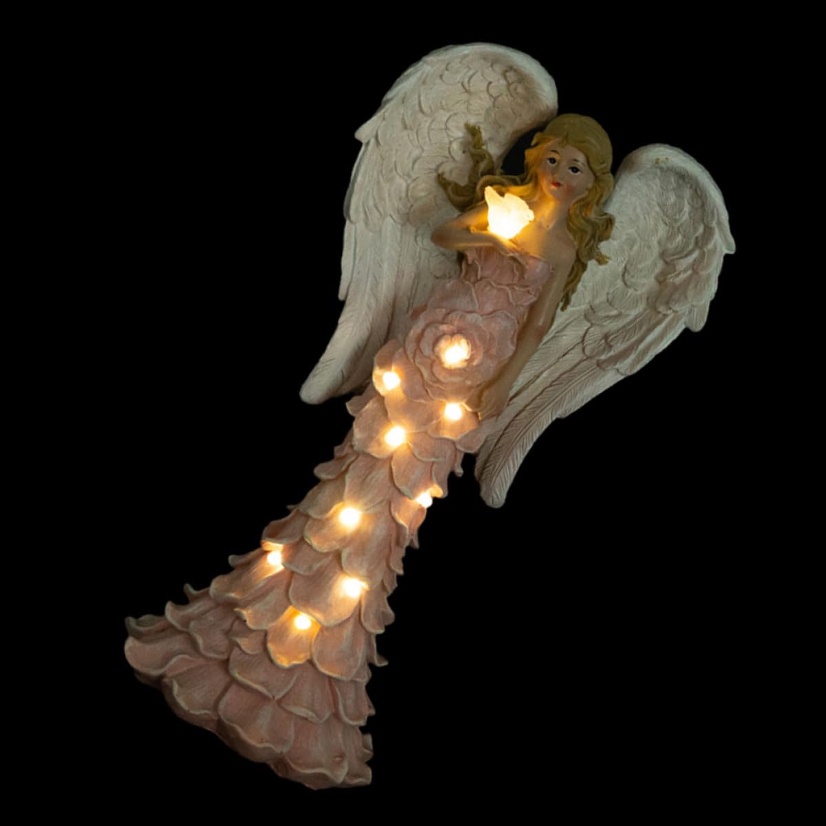 Étanche pour balcon et jardin : statue d'ange avec lampe solaire intégrée