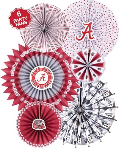 Alabama Crimson Tide Paper Fan Backdrop Birthday Graduation Party Decor 6Pc