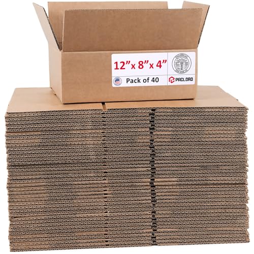 Image of Small Cardboard Boxes 12 inchL x 8 inchW x 4 inchH (Pack of 40) - USA-Made Packing Boxes for Moving, Shipping, or Storage - USPS, UPS, FedEx Approved - Professional Packing Supplies for Moving