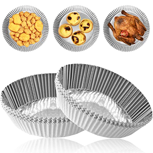 foil liners - 100 PCS Aluminum Foil Air Fryer Liners, Non-stick Air Fryer Disposable Paper Liner, Oil-proof Water-proof Air Fryer Sheets, Food Grade Aluminum Foil for Baking, Frying, Grilling, Roasting Microwave