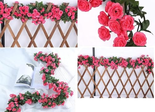 Image of VRB Dec 1 Pcs Artificial Flower Vine Garlands Hanging Artificial Flowers for Decoration Small Peony Roses Garland (6 ft Long) Flowers Silk Peony Roses for Diwali /Ganpati /Christmas (Shaded Pink), 10 cm