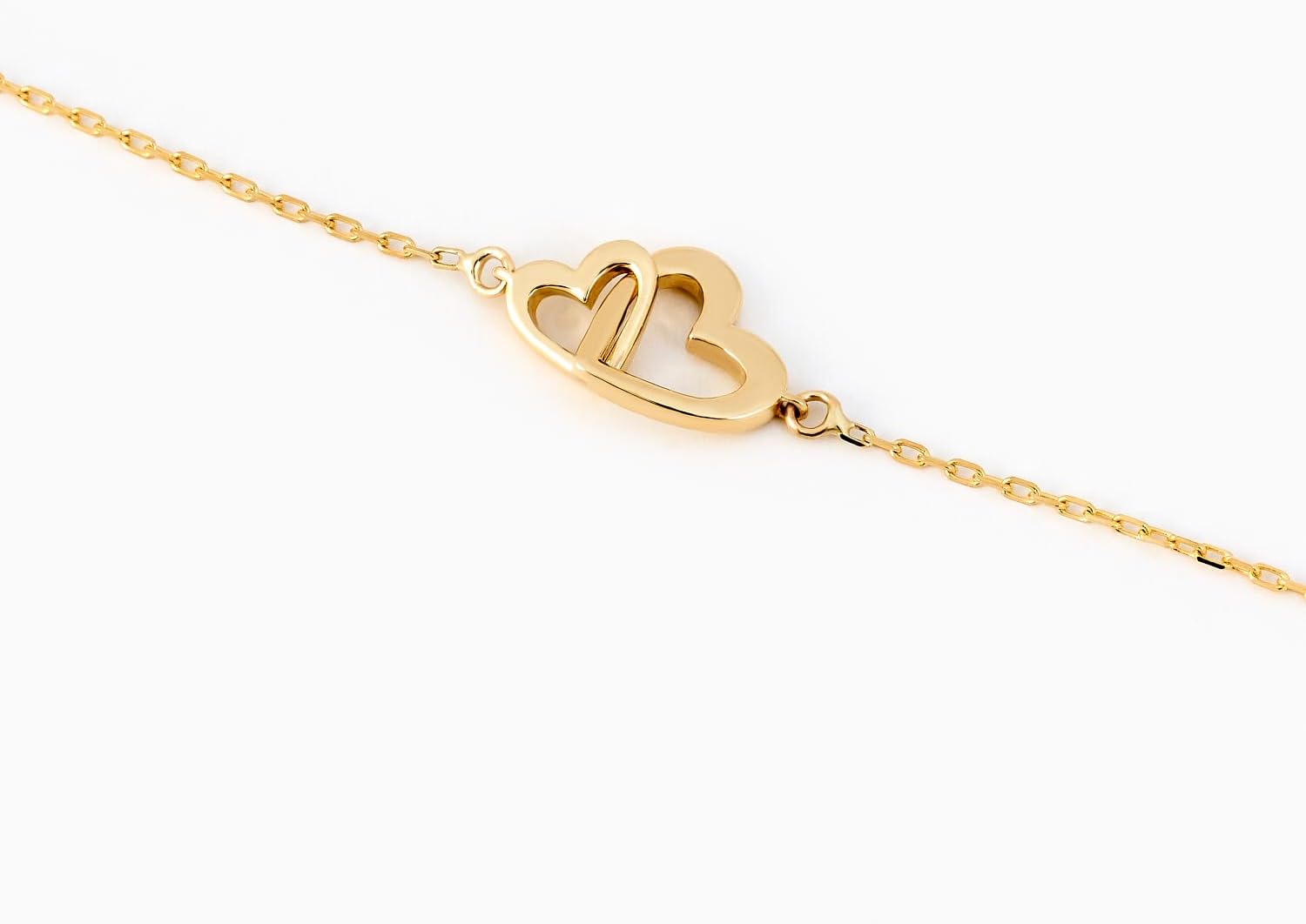 Gelin Interlocking Heart Bracelet 10K or 14K Solid Gold
