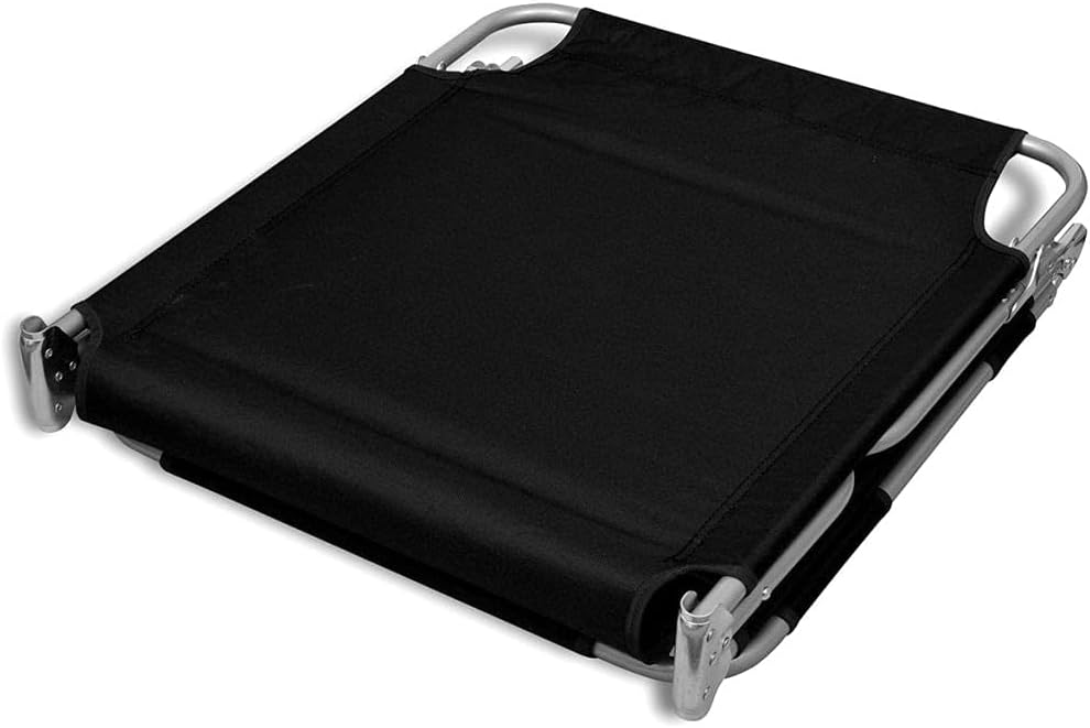 Folding Sun Lounger with Head Cushion.Adjustable Outside Patio Sunlounger.Outdoor Garden Lounge Chair Powder-Coated Steel Black