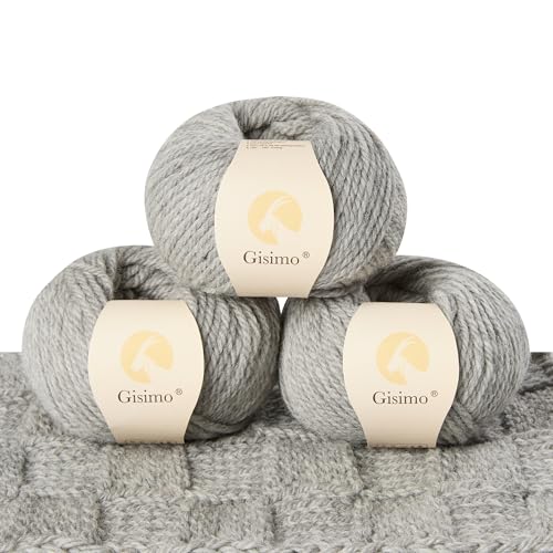 Gisimo 100% Merino Wool Yarn, 3-Ply Luxurious and Soft Yarn