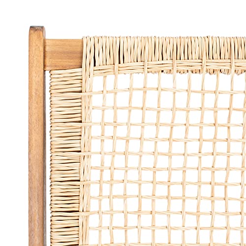 Safavieh Outdoor Collection Chantelle Acacia Wood/Light Brown Woven Rattan 5-Piece Patio Set Pat7076A, Natural/Natural #TOP7
