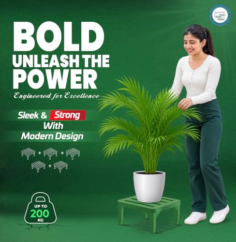 Image of DVI Heavy Duty Green Plant Stand | Pack of 5 | Strong, Durable, Rust-Proof | Supports Up to 200 Kg | Indoor & Outdoor Use | Pot Stand for Big Size Plants | All Weather Resistant Pot Stand