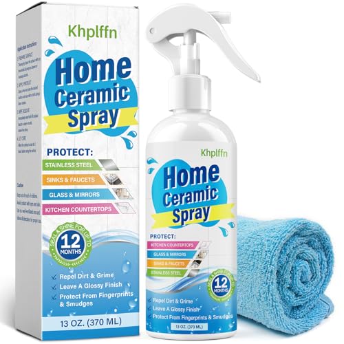 Home Ceramic Coating Spray Kit, Shine, Seal & Protect Kitchen & Bath Surfaces, Repels Fingerprints, Stains & Grime Effortlessly, Use on Stainless Steel, Sinks, Countertops, Glass & More, 13 Oz