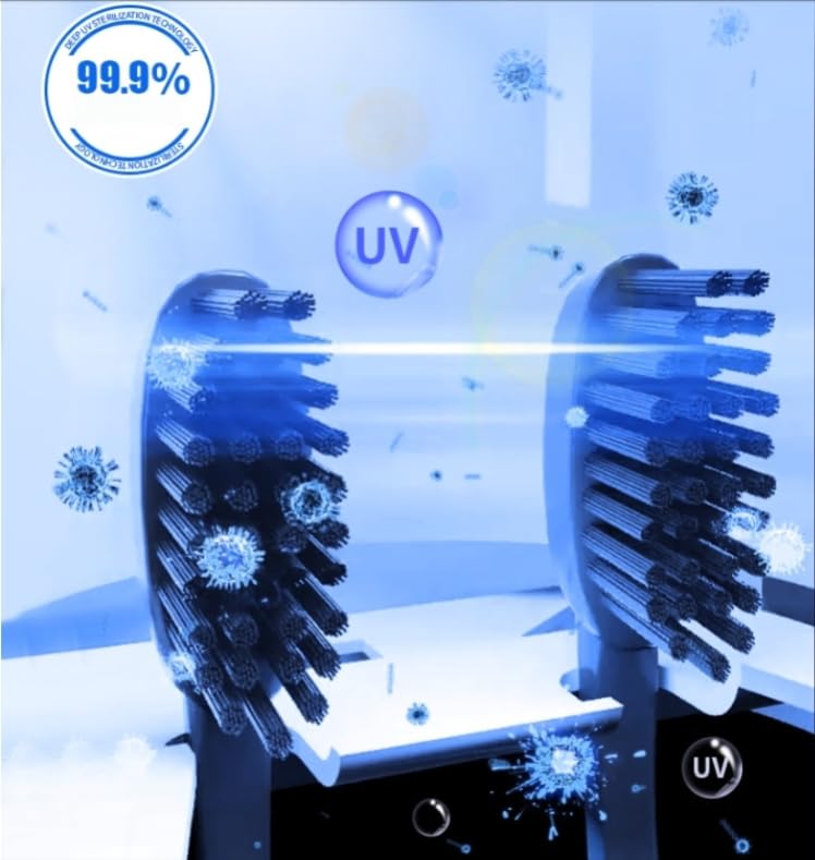 Desinfectante inteligente UV para cepillos de dientes y portavasos, esterilizador UV-C inalámbrico con tecnología de detección automática, soporte de pared impermeable y sin taladro, duración de la