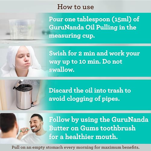 GuruNanda Coconut Oil Pulling with 7 Essential Oils and Vitamin D3, E, K2 (Mickey D), Helps with Fresh Breath, Teeth & Gum Health & More - 16 fl oz - Image 6