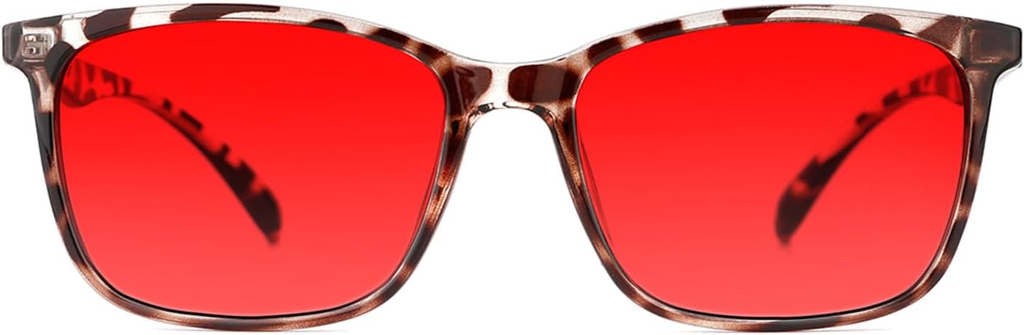 TIJN Sleep Glasses for 99.9% Blue Green Light Blocking Dual AR Coatings Red Lens for Computer Gaming Reduce Eyestrain, TR90, Clear